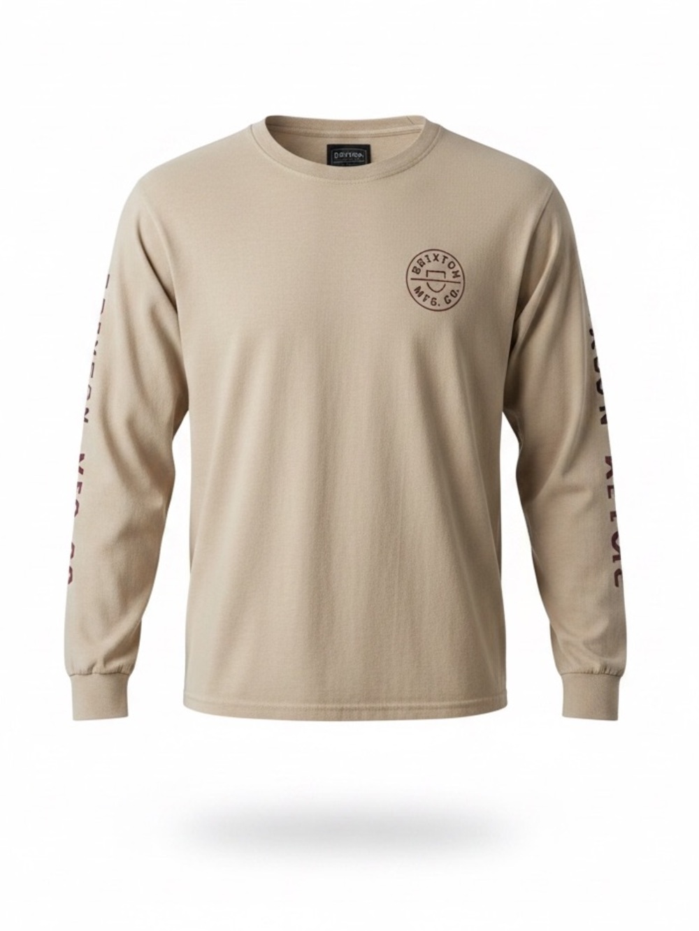 Brixton Long Sleeve Graphic T-Shirt Men, L, Streetwear / Casual, Tan